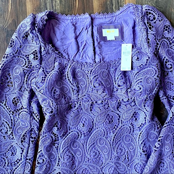 Anthropologie Maeve 🆕✨HP✨ |🎄Bell Sleeve Embroidered Lace Mini Dress. - Picture 9 of 9